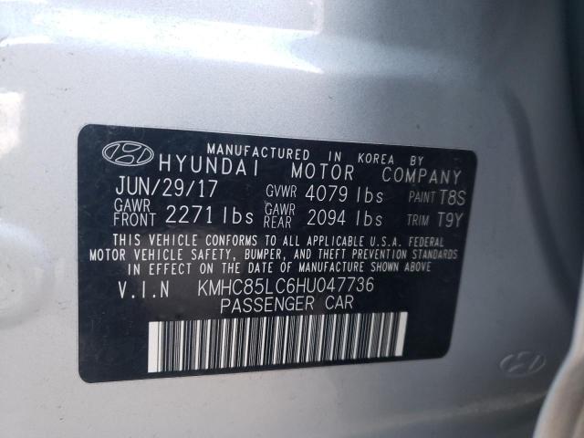 KMHC85LC6HU047736 - 2017 HYUNDAI IONIQ LIMITED SILVER photo 13