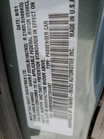 4S3BE635327204497 - 2002 SUBARU LEGACY L GREEN photo 12