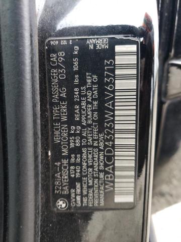 WBACD4323WAV63713 - 1998 BMW 3 SERIES I AUTOMATIC BLACK photo 12