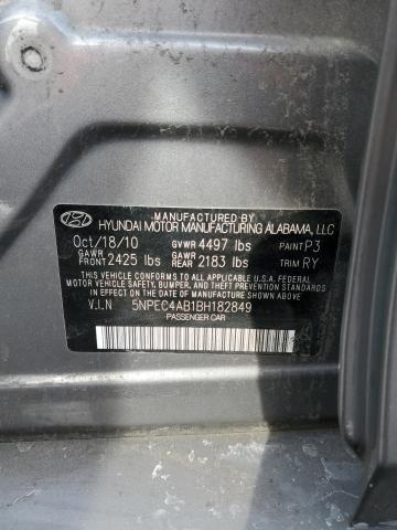 5NPEC4AB1BH182849 - 2011 HYUNDAI SONATA SE GRAY photo 12