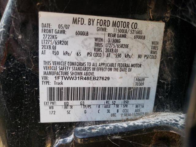 1FTWW31R48EB27629 - 2008 FORD F350 SRW SUPER DUTY BLACK photo 13