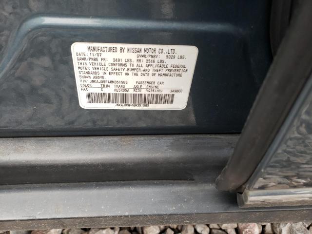 JNKAJ09F48M351585 - 2008 INFINITI EX35 BASE მწვანე ფოტო 12