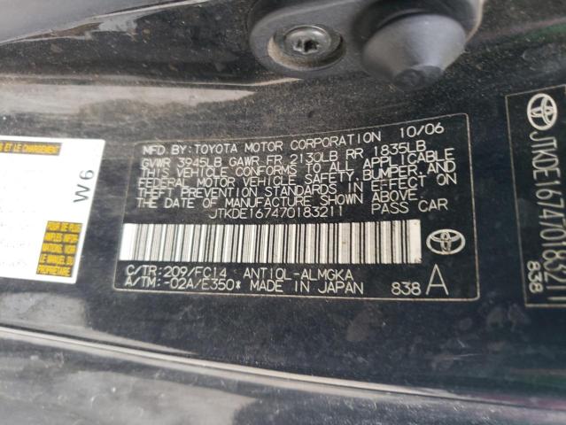 JTKDE167470183211 - 2007 TOYOTA SCION TC Schwarz Foto 12