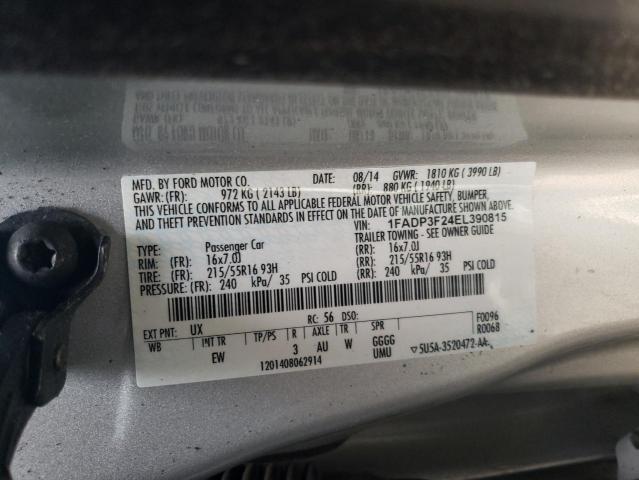 1FADP3F24EL390815 - 2014 FORD FOCUS SE SILVER photo 13