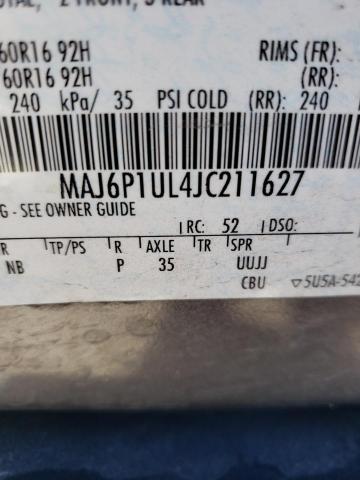 MAJ6P1UL4JC211627 - 2018 FORD ECOSPORT SE GRAY photo 10