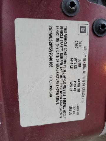 2G1WL52M5V9340166 - 1997 CHEVROLET LUMINA BASE MAROON photo 12