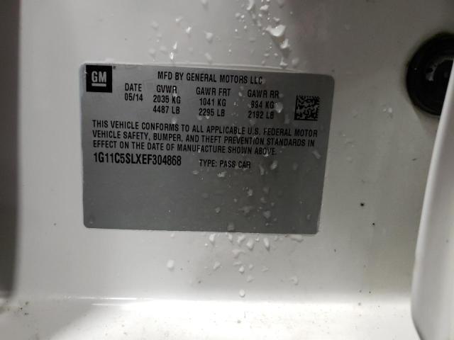 1G11C5SLXEF304868 - 2014 CHEVROLET MALIBU 1LT WHITE photo 10
