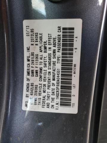 1HGCR3F98DA044551 - 2013 HONDA ACCORD TOURING GRAY photo 13