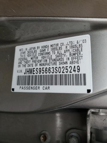 JHMES95663S025249 - 2003 HONDA CIVIC HYBRID BEIGE photo 12