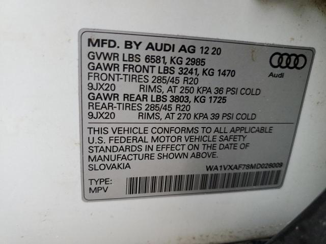 WA1VXAF78MD026009 - 2021 AUDI Q7 PRESTIGE WHITE photo 13