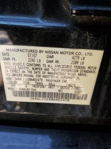 1N4AL21E68N402479 - 2008 NISSAN ALTIMA 2.5 BLACK photo 12