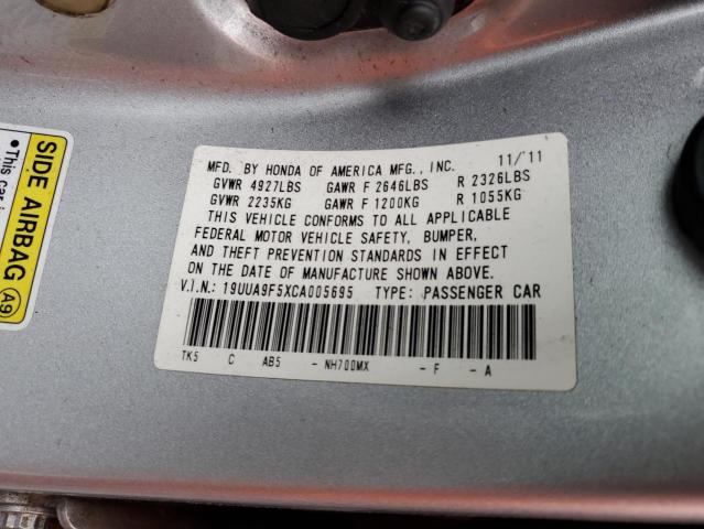 19UUA9F5XCA005695 - 2012 ACURA TL SILVER photo 12