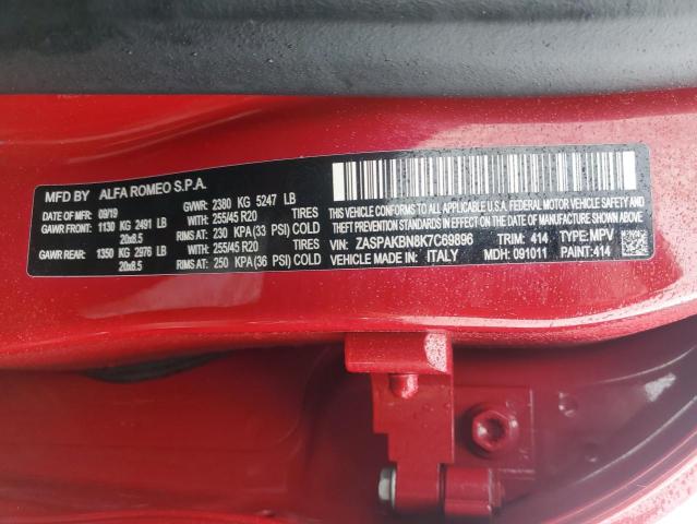 ZASPAKBN8K7C69896 - 2019 ALFA ROMEO STELVIO TI RED photo 13
