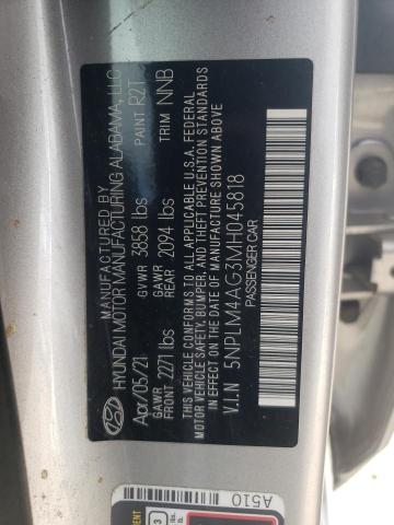 5NPLM4AG3MH045818 - 2021 HYUNDAI ELANTRA SEL SILVER photo 13