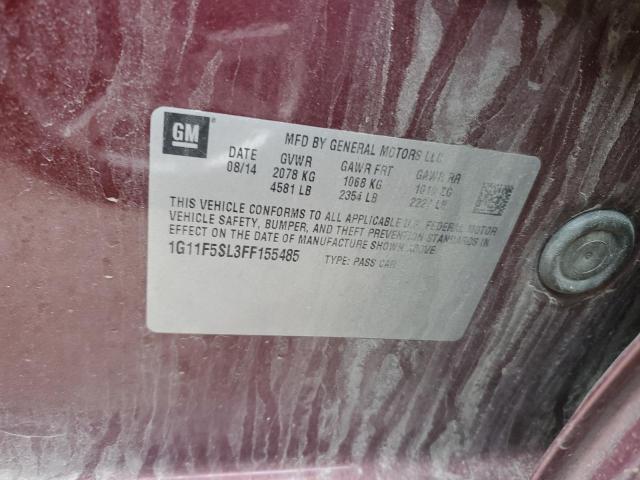 1G11F5SL3FF155485 - 2015 CHEVROLET MALIBU LTZ 栗色 照片 12