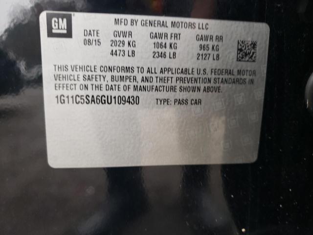 1G11C5SA6GU109430 - 2016 CHEVROLET MALIBU LIM LT 黑色 照片 13