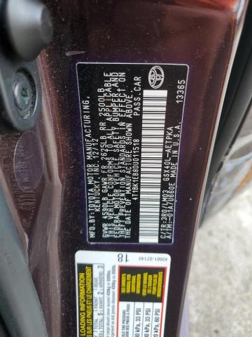 4T1BK1EB8DU011518 - 2013 TOYOTA AVALON BASE 紫色 照片 12