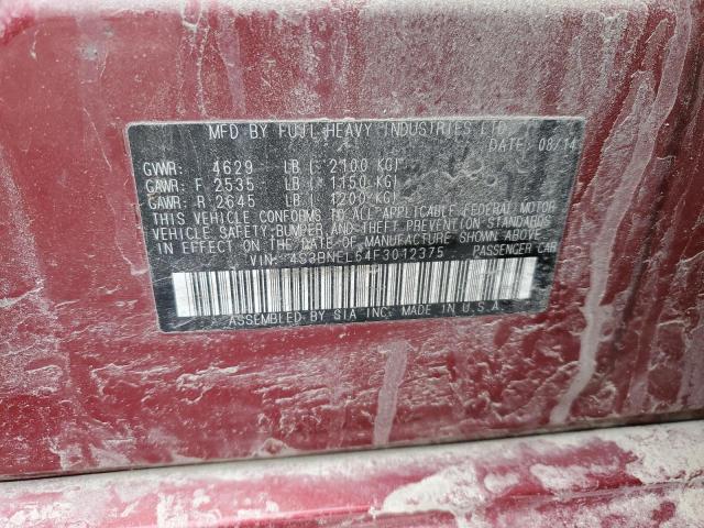 4S3BNEL64F3012375 - 2015 SUBARU LEGACY 3.6R LIMITED RED photo 12