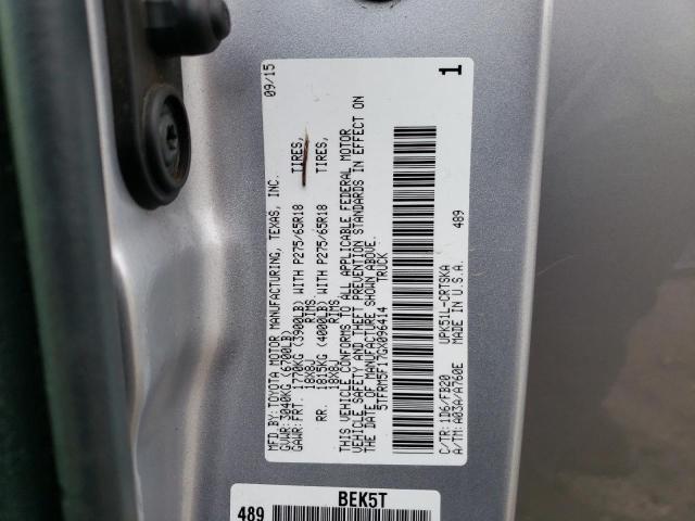 5TFRM5F17GX096414 - 2016 TOYOTA TUNDRA DOUBLE CAB SR/SR5 SILVER photo 12