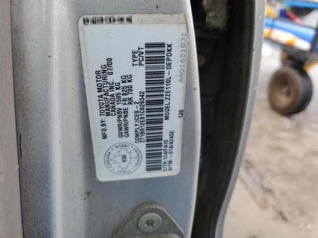 2T1BR12E81C826342 - 2001 TOYOTA COROLLA CE SILVER photo 12