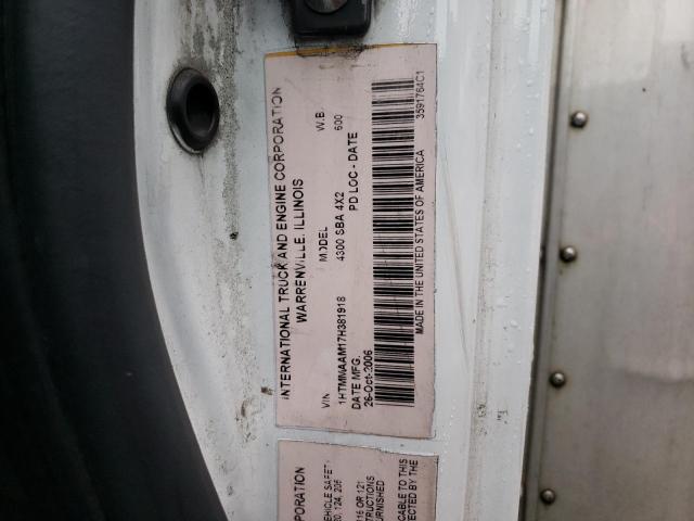 1HTMMAAM17H381918 - 2007 INTERNATIONAL 4000 4300 WHITE photo 13