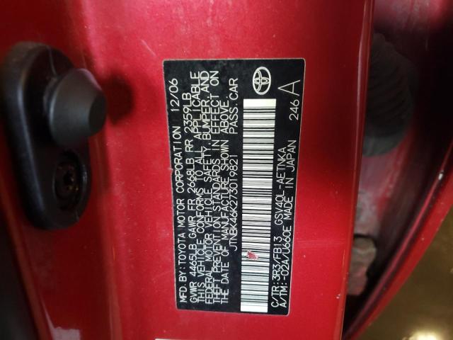 JTNBK46K273019821 - 2007 TOYOTA CAMRY LE RED photo 12