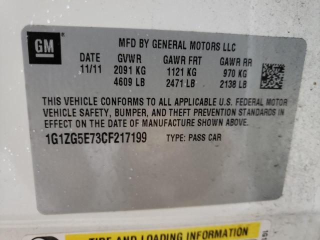 1G1ZG5E73CF217199 - 2012 CHEVROLET MALIBU LTZ თეთრი ფოტო 12