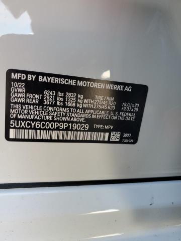 5UXCY6C00P9P19029 - 2023 BMW X6 XDRIVE40I WHITE photo 13