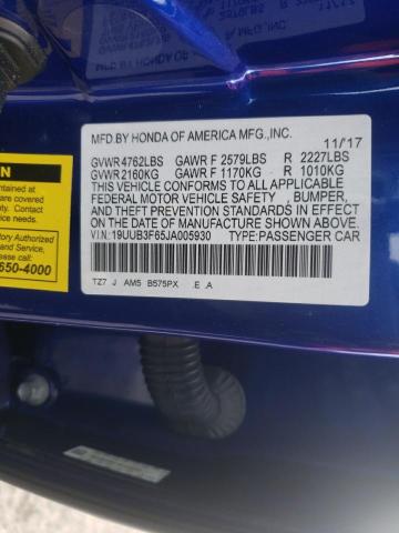 19UUB3F65JA005930 - 2018 ACURA TLX TECH+A BLUE photo 12