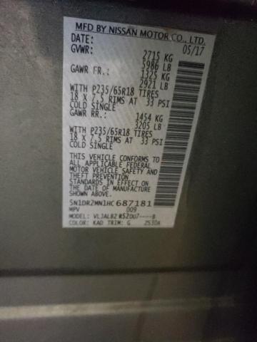 5N1DR2MN1HC687181 - 2017 NISSAN PATHFINDER S Boz foto 14