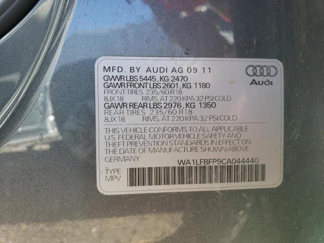 WA1LFBFP9CA044440 - 2012 AUDI Q5 PREMIUM PLUS GRAY photo 12