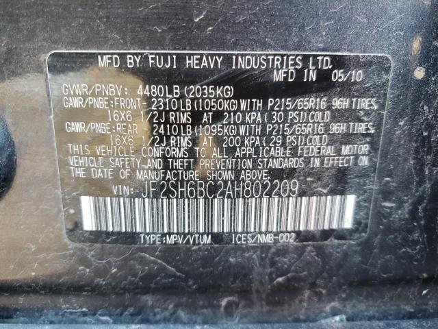 JF2SH6BC2AH802209 - 2010 SUBARU FORESTER XS Blau Foto 13