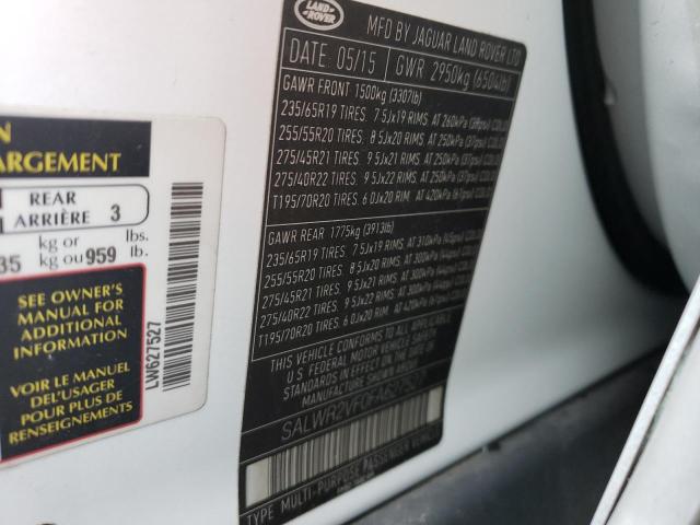 SALWR2VF0FA627527 - 2015 LAND ROVER RANGE ROVE HSE WHITE photo 13