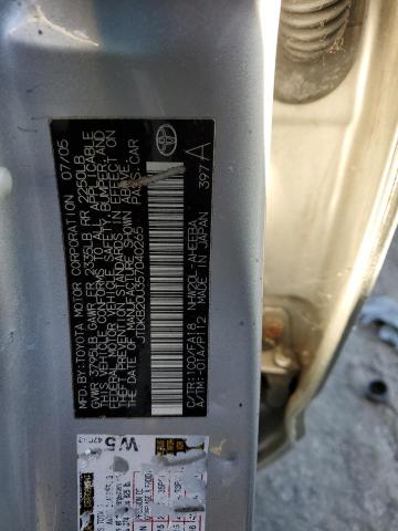 JTDKB20U357040265 - 2005 TOYOTA PRIUS SILVER photo 12