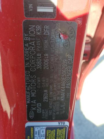 KNAFK4A60E5062939 - 2014 KIA FORTE LX RED photo 12