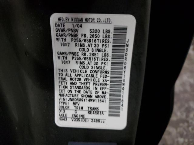 JN8DR09Y14W911641 - 2004 NISSAN PATHFINDER LE 绿色 照片 14