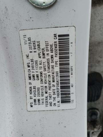 1HGCR3F06GA012669 - 2016 HONDA ACCORD EXL WHITE photo 12