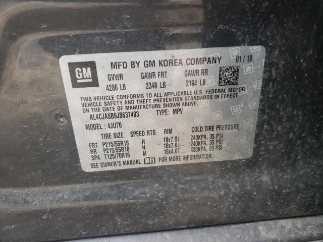 KL4CJASB9JB637483 - 2018 BUICK ENCORE PREFERRED Сұр фото 12