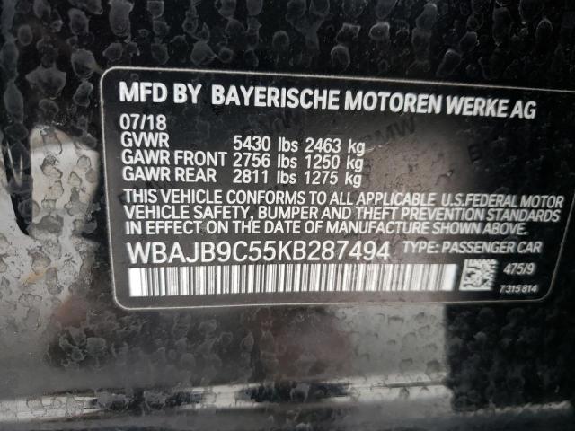 WBAJB9C55KB287494 - 2019 BMW M550XI BLACK photo 10