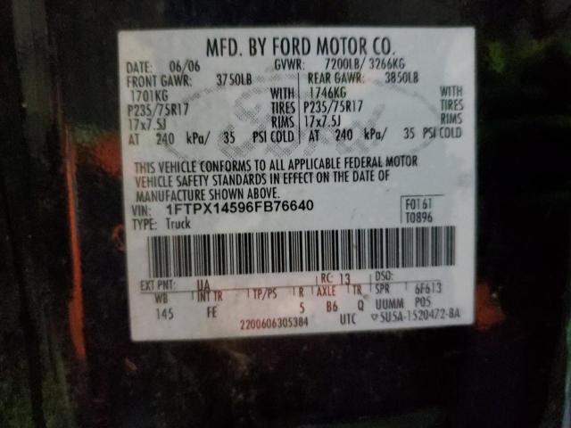 1FTPX14596FB76640 - 2006 FORD F150 BLACK photo 12