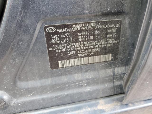 5NPET4AC3AH619886 - 2010 HYUNDAI SONATA GLS BLUE photo 12