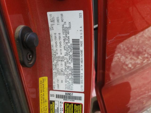 5TFJX4GN9FX050307 - 2015 TOYOTA TACOMA DOUBLE CAB PRERUNNER BURGUNDY photo 12