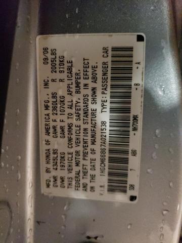 1HGCM66867A021538 - 2007 HONDA ACCORD EX SILVER photo 12