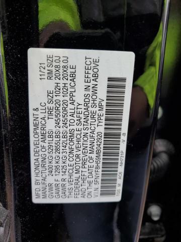 5FNYF8H59MB042920 - 2021 HONDA PASSPORT EXL BLACK photo 12