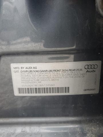 WAUKH78E28A124560 - 2008 AUDI A4 3.2 AVANT QUATTRO GRAY photo 12