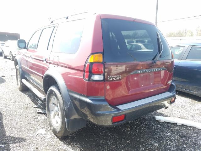 JA4MT31R33J009629 - 2003 MITSUBISHI MONTERO SPORT XLS BURGUNDY photo 3