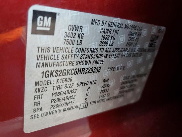 1GKS2GKC6HR329333 - 2017 GMC YUKON XL K1500 SLT RED photo 14