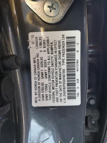 2HGFB2F95DH567393 - 2013 HONDA CIVIC EXL GRAY photo 12