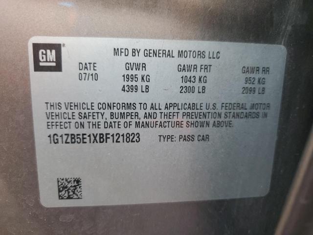 1G1ZB5E1XBF121823 - 2011 CHEVROLET MALIBU LS GRAY photo 12