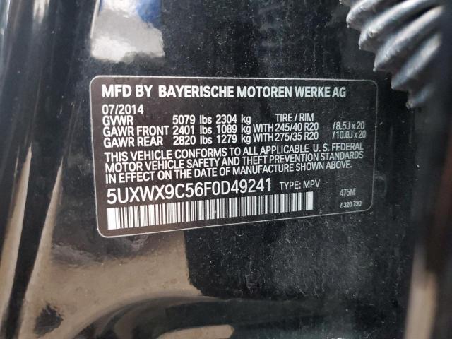 5UXWX9C56F0D49241 - 2015 BMW X3 XDRIVE28I BLACK photo 13